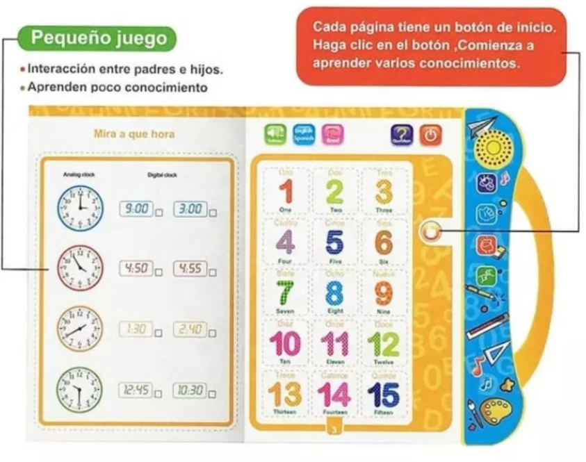 📚 Libro Interactivo Bilingüe para Niños – Aprende Jugando en Inglés y Español 🌟