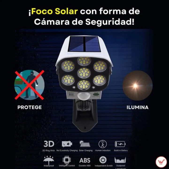 Foco Solar tipo Cámara – Ilumina y Protege tu Hogar Toda la Noche - ¡Últimas Unidades!