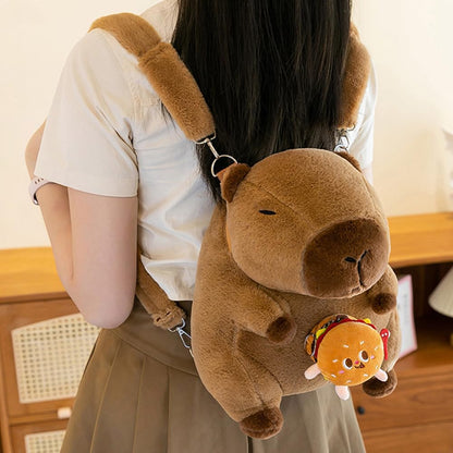 Mochila Peluche Capibara con Hamburguesa.
