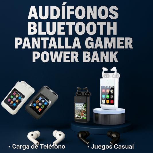 Audífonos Smart 3 en 1 – Audio + Pantalla + Power Bank 8000 mAh – Lleva Todo lo Que Necesitas en tu Bolsillo