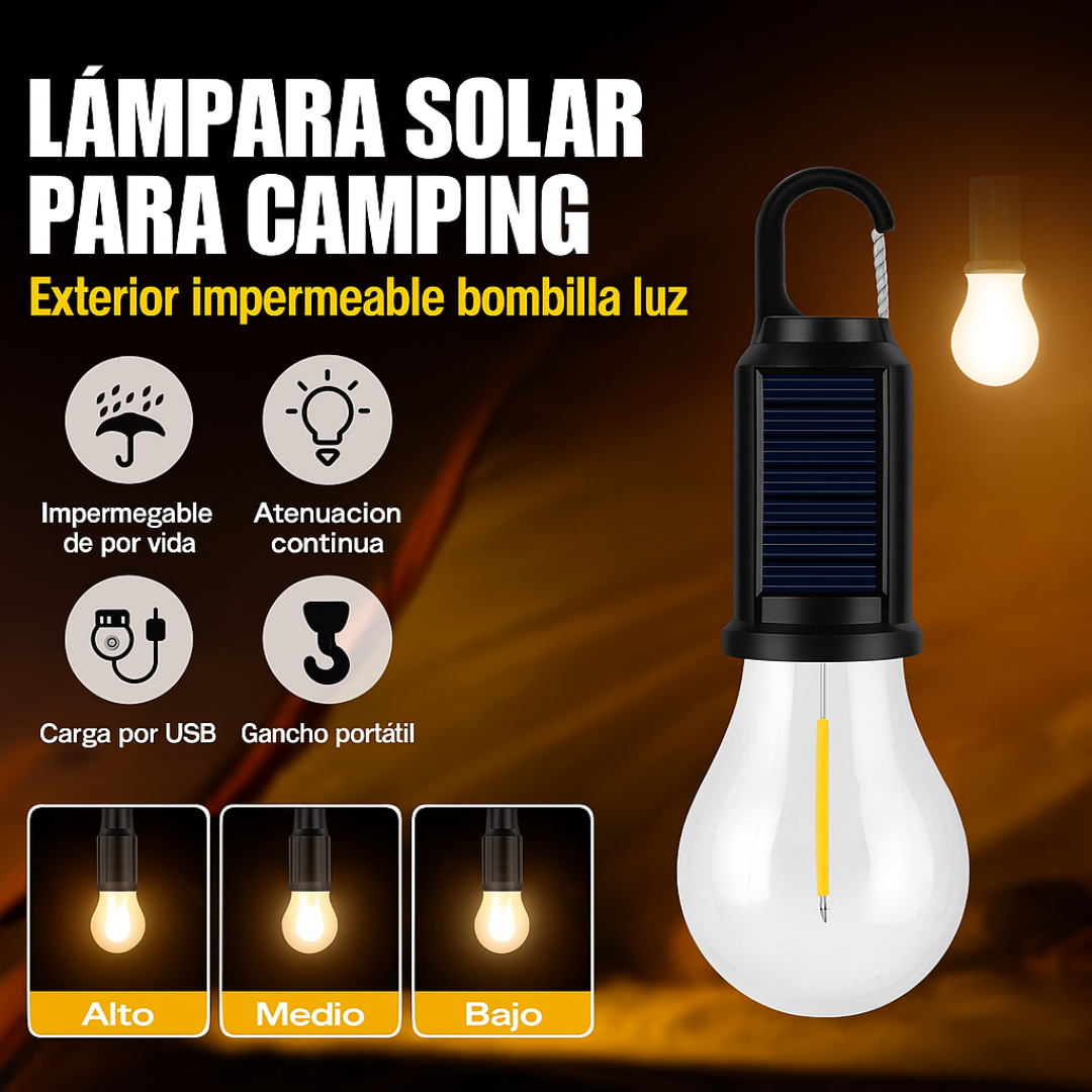 .Luz instantánea sin cables: Pack 2 Bombillas solar HookPro – tu aliado en oscuridad en cualquier lugar