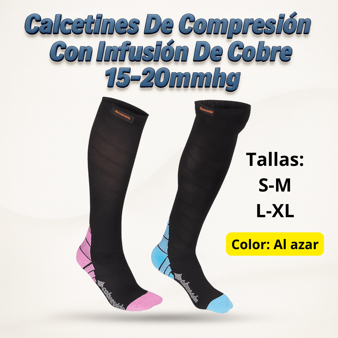 Calcetines Antifatiga con Tecnología de Cobre - Reduce hinchazón y fatiga muscular desde el primer uso