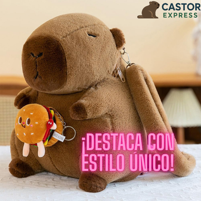 Mochila Peluche Capibara con Hamburguesa.