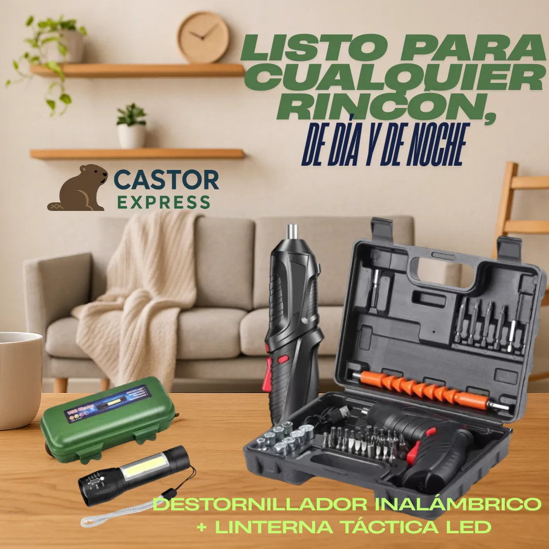 Destornillador Inalámbrico + Linterna Táctica LED GRATIS