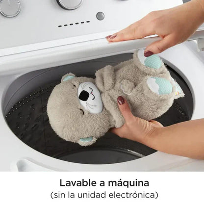 Peluche Nutria que respira, material suave, sonidos y luz relajante.