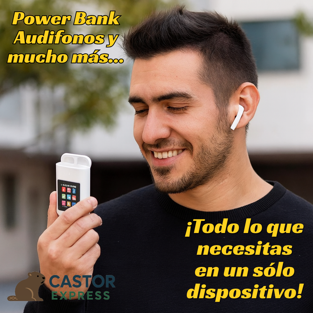 Audífonos Smart 3 en 1 – Audio + Pantalla + Power Bank 8000 mAh – Lleva Todo lo Que Necesitas en tu Bolsillo