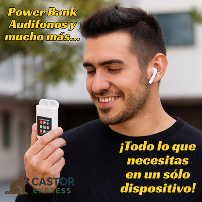 Audífonos Smart 3 en 1 – Audio + Pantalla + Power Bank 8000 mAh – Lleva Todo lo Que Necesitas en tu Bolsillo