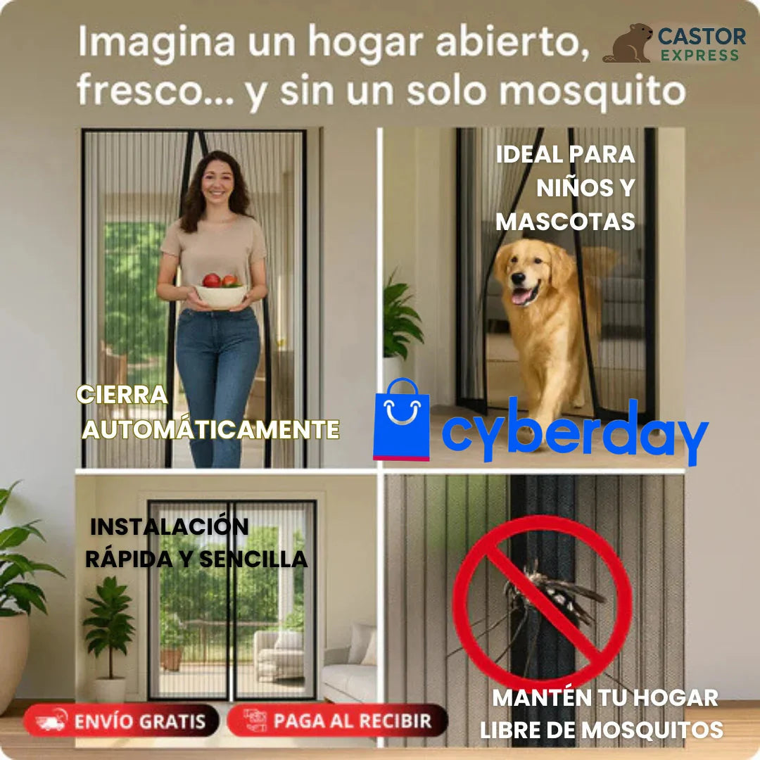 .Cortina Magnética - Cierre Automático – Protege a tu familia de insectos cada día