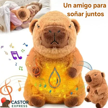 Peluche Capibara que respira, con luz y sonidos relajantes.  ¡Stock limitado!