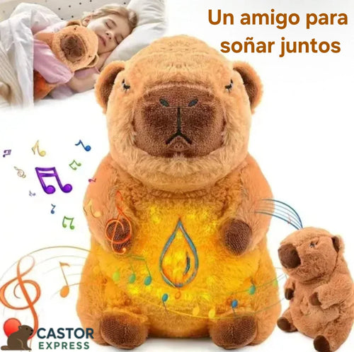 Peluche Capibara que respira, con luz y sonidos relajantes.  ¡Stock limitado!